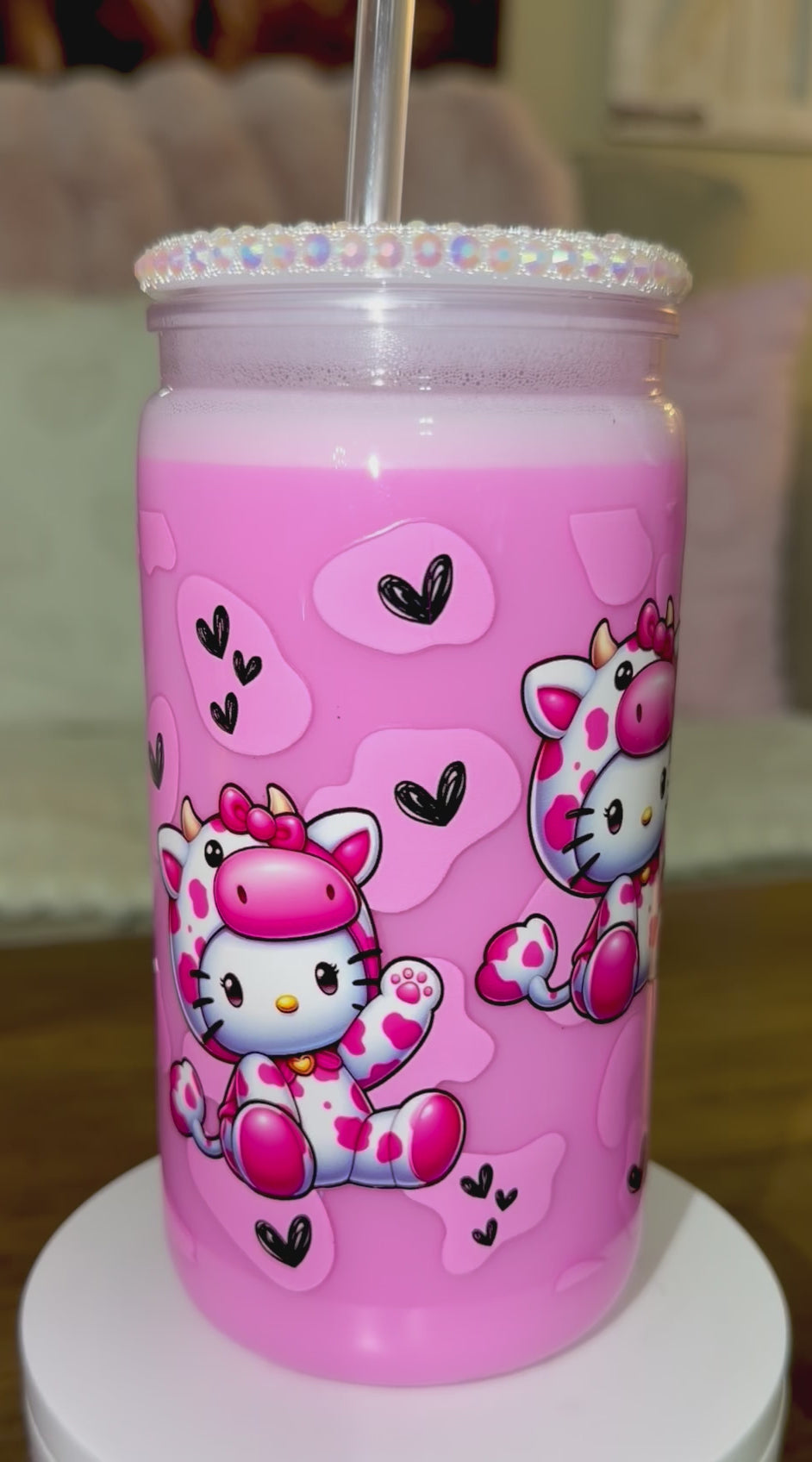 Strawberry milk inspired Snowglobe cup