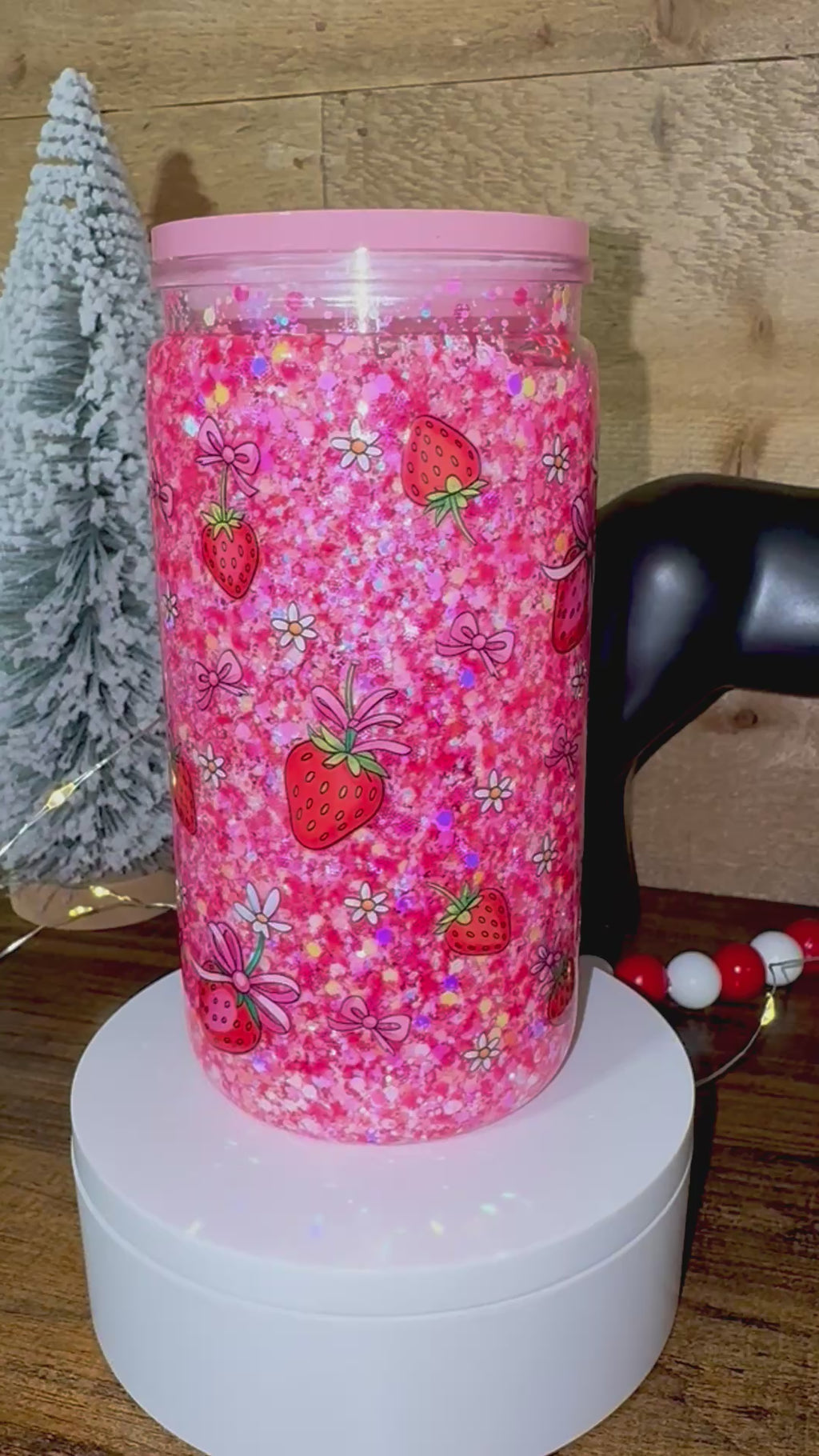16oz Acrylic Snowglobe Cup - Strawberry Speech Therapist Tumbler