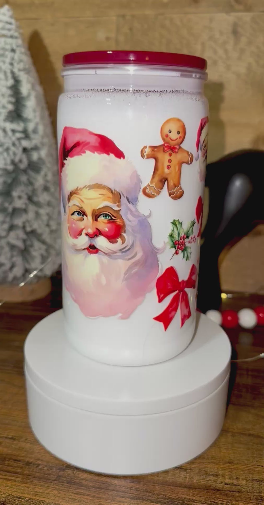 Vintage Santa Milk Cup – Christmas Frosted Holiday Tumbler