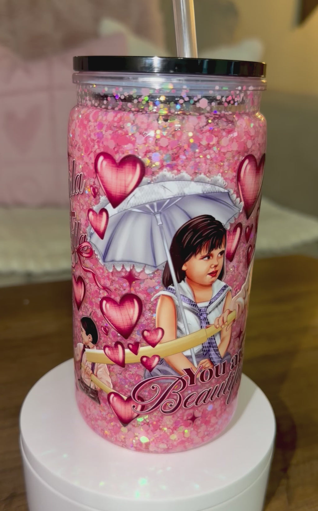 Sweetheart Pink Snowglobe Cup