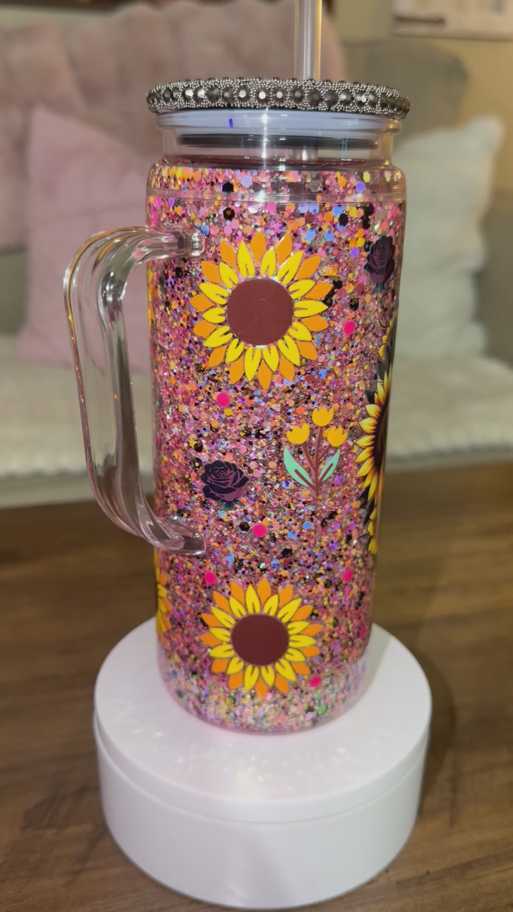 Sunflower tattooed girl Snowglobe cup