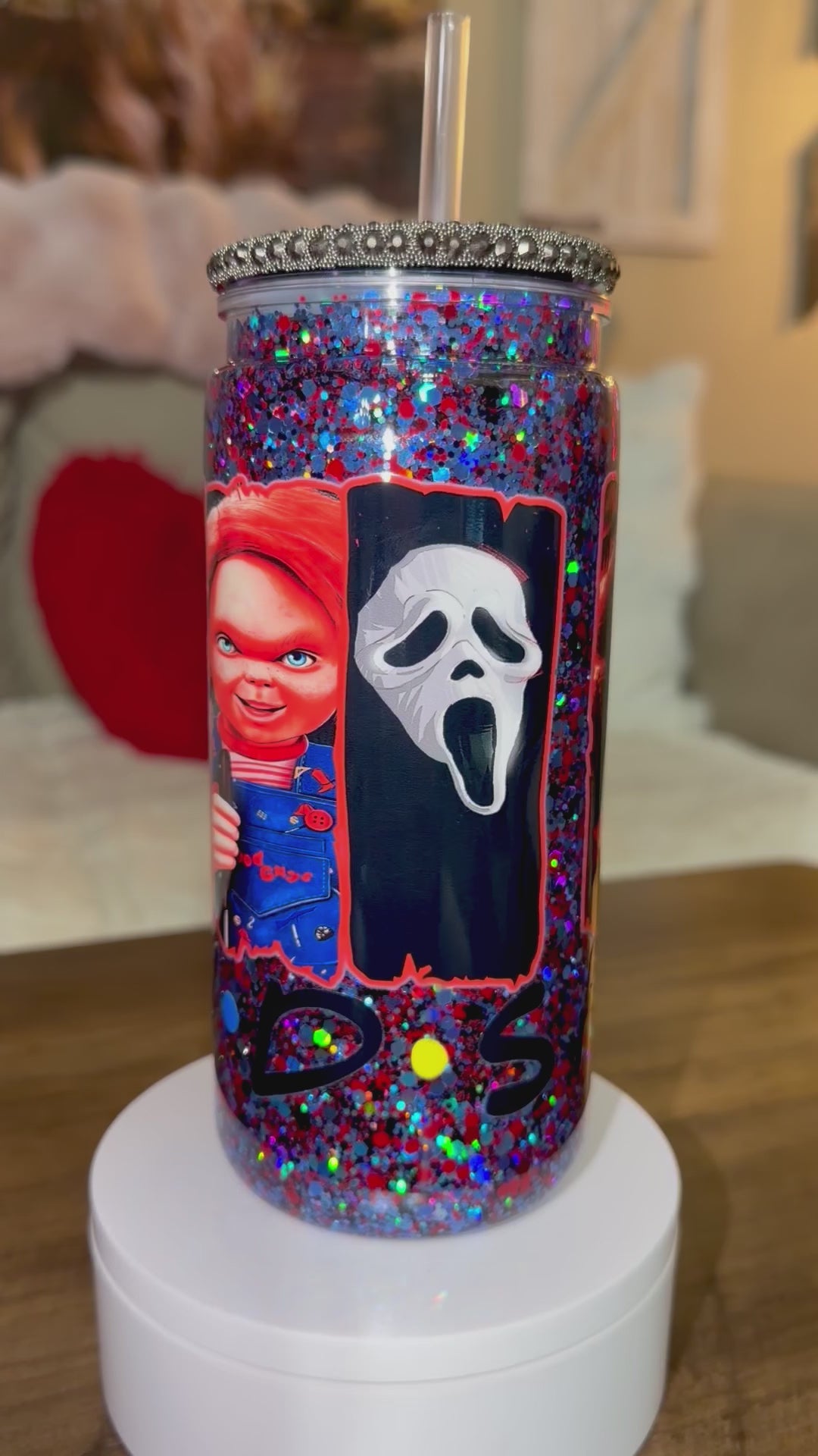 Custom horror Snowglobe tumbler