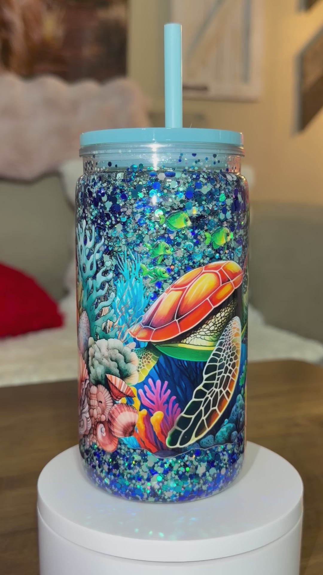 Under the sea turtle snowglobe cup