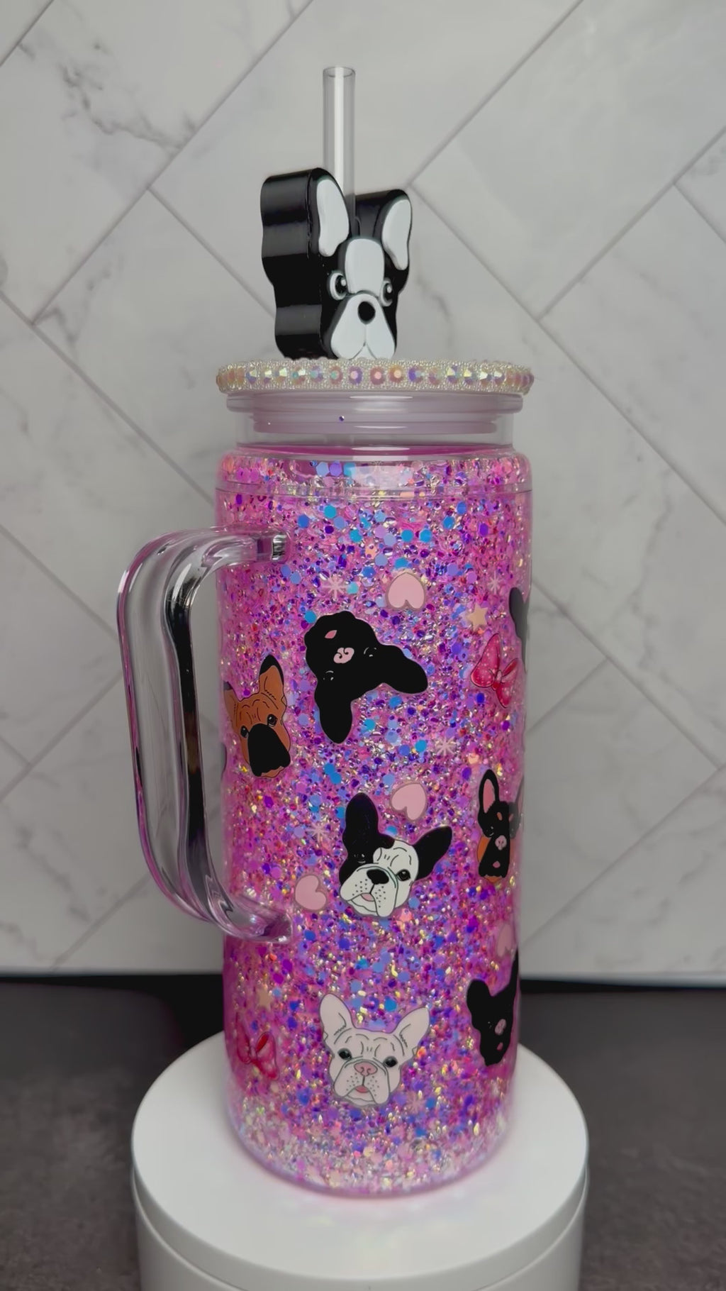 Frenchie Snowglobe Cup
