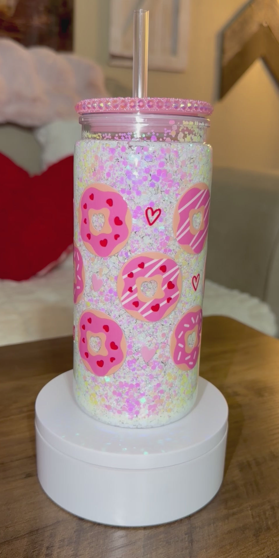 Sweetheart Sprinkle Donut Snowglobe Tumbler