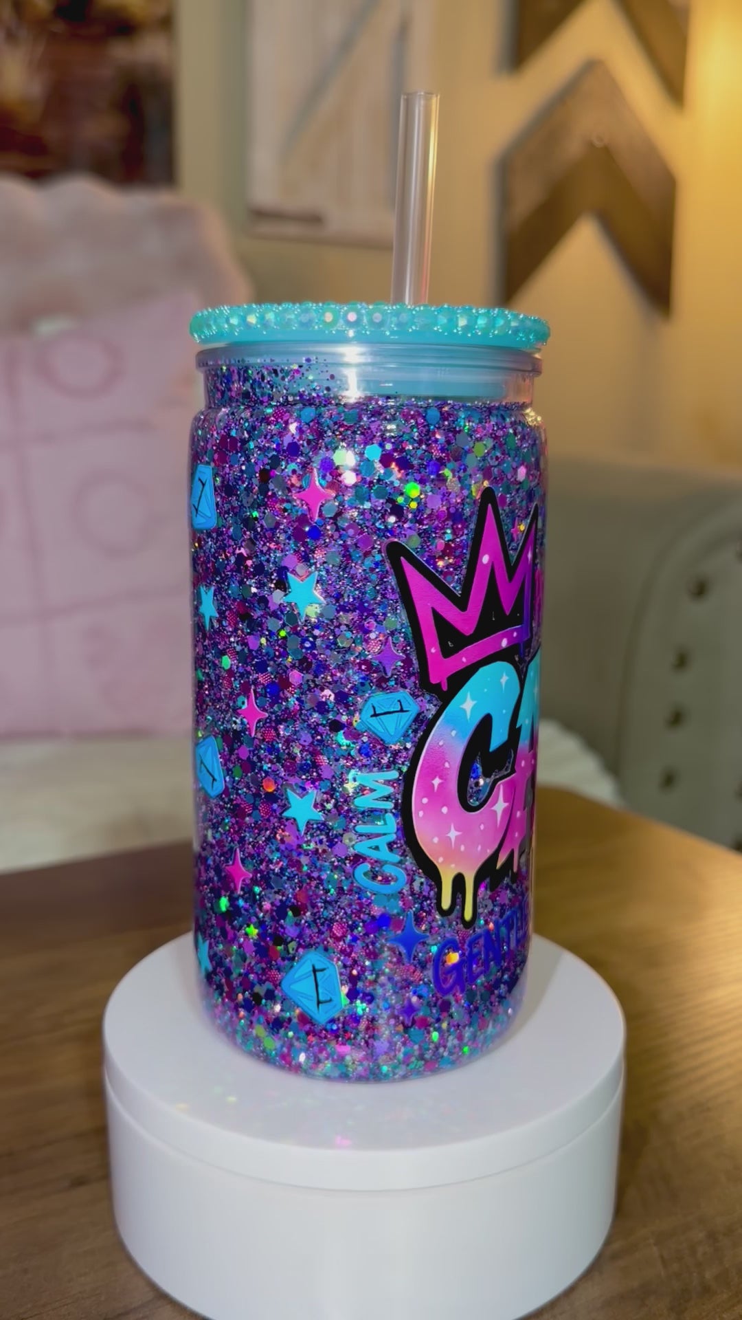 Cancer-Inspired Glitter Tumbler with Bling Lid
