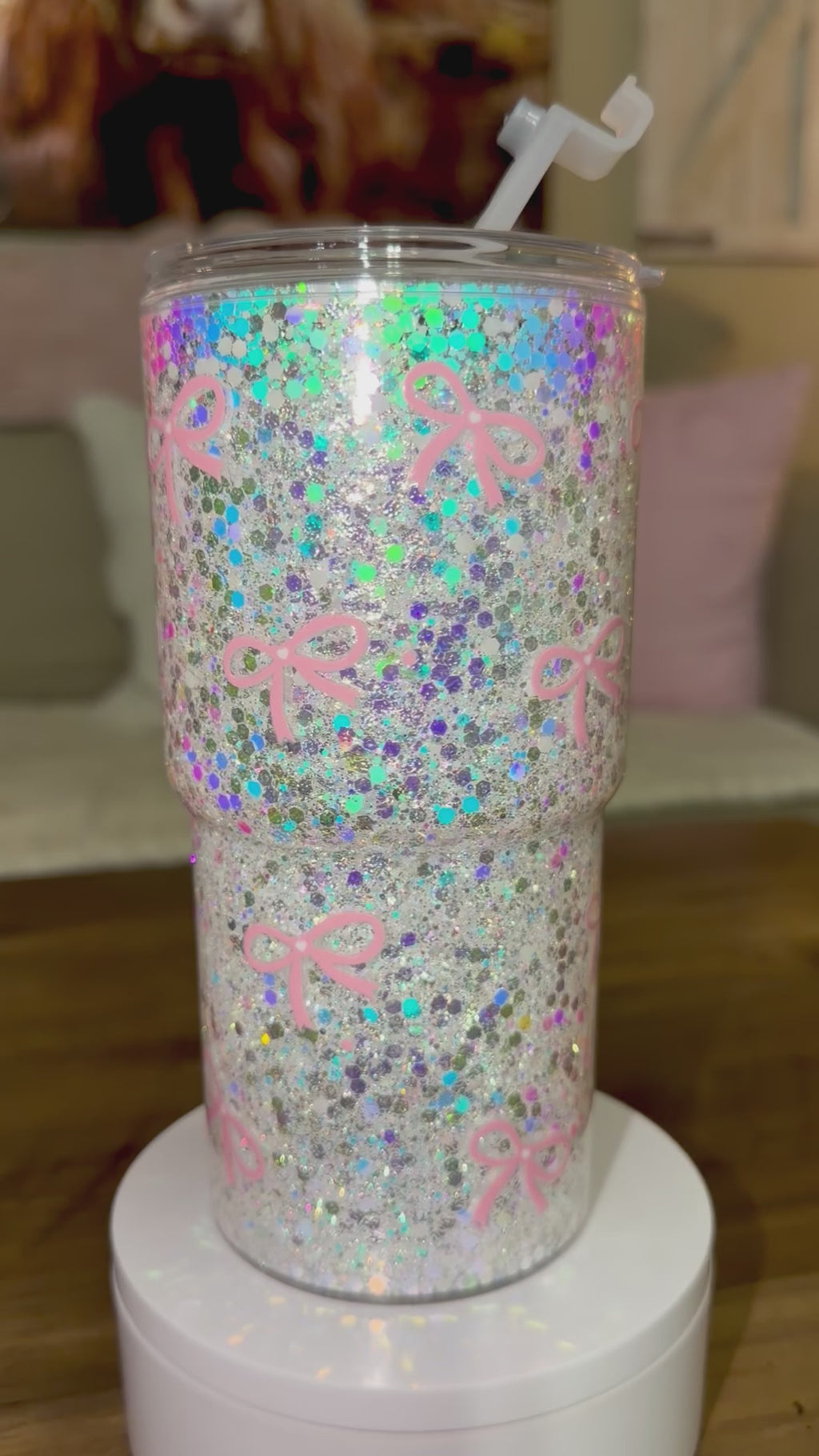 Sparkly Bow Snowglobe Cup