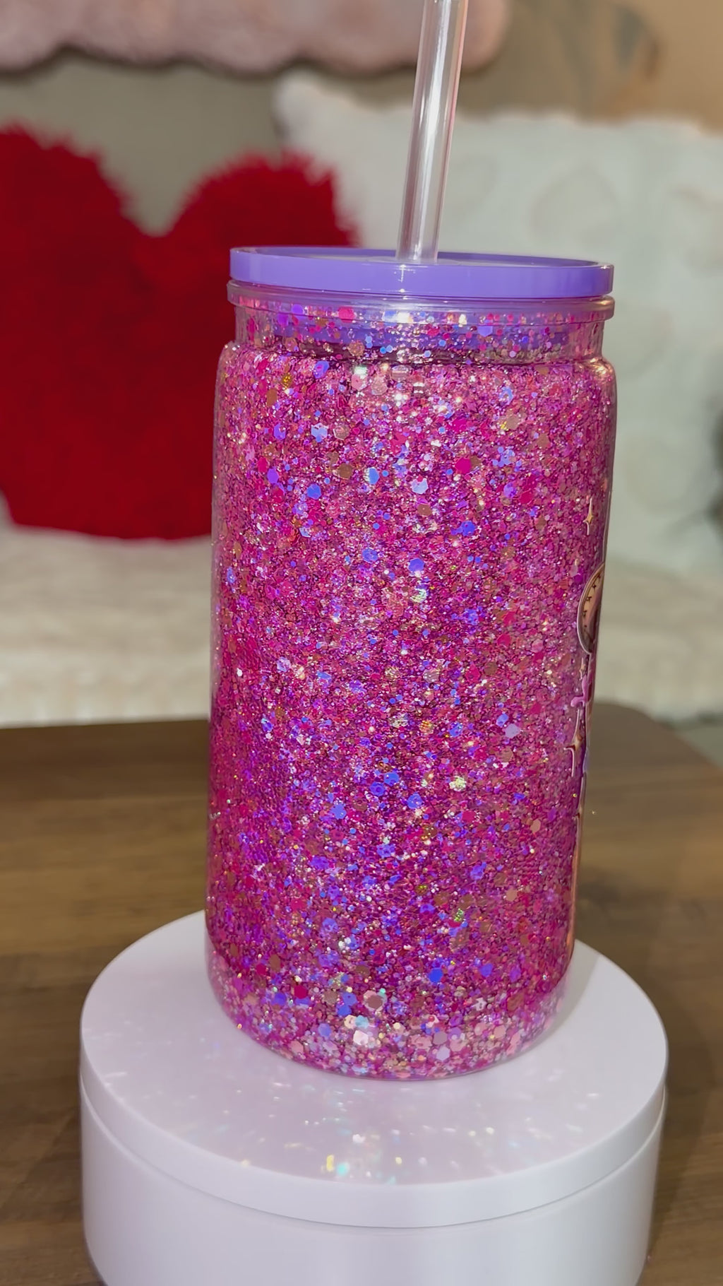Disco Cowgirl Glitter Snow Globe Tumbler – 16oz Acrylic Cup with Lid & Straw