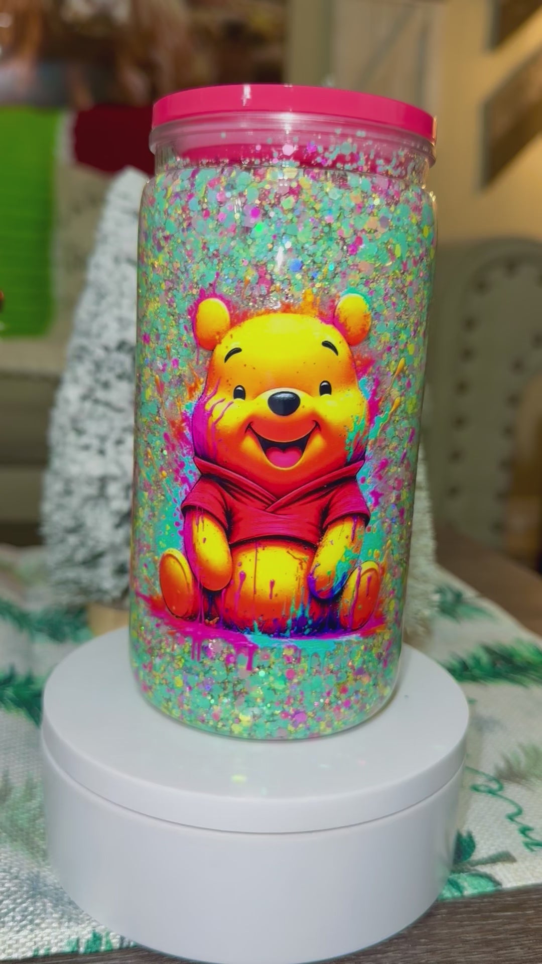 Woodland bear Snowglobe cup